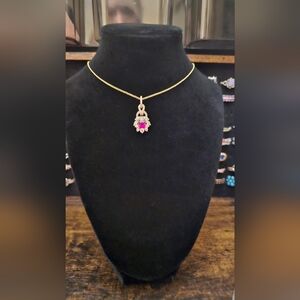 Bomb Party Ruby Pendant Gold Chain Necklace